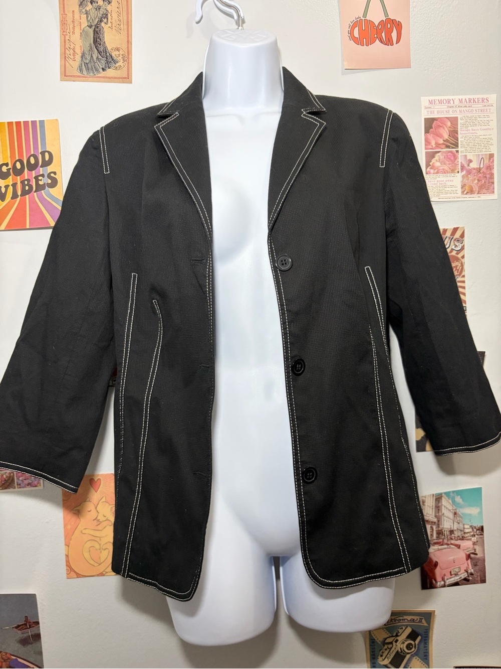 Neiman Marcus Black Jacket with White Stitching
